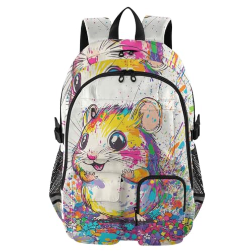 Mochila de trabajo de 17.5 pulgadas con diseño de hámster naranja