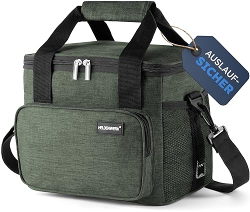 HELDENWERK® Kühltasche klein faltbar – 12h Kühlleistung – Thermotasche auslaufsicher & wasserdicht – Kühlbox, Picknicktasche, Lunchtasche, Isoliertasche mit 5 Fächern & verstärktem Boden 1