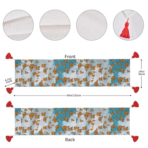 Chemin de table de Noël 35x152 cm avec pompon résistant intérieur extérieur - 5