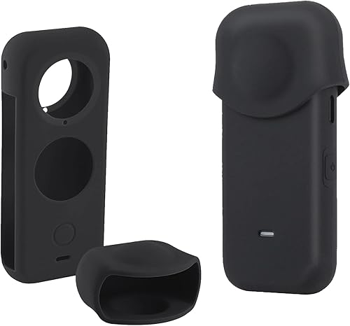 Accesorios de protección para Insta360 One X2, funda de goma para cámara de acción con kit de cubierta de lente de silicona (negro), 4.6 in x 2.3 in