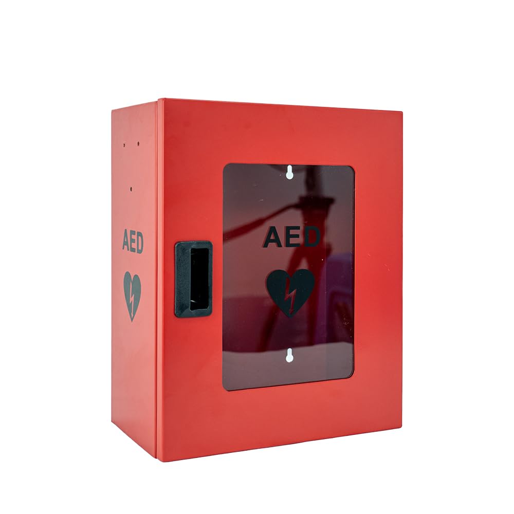 ISOP Armadio per Defibrillatore – Armadio per DEA – Scatola per DEA – Supporto per Defibrillatore – Vetrina per DEA – Scatola Rossa per Attrezzature di Sicurezza Antincendio – 36 × 29 × 17 cm – Rosso