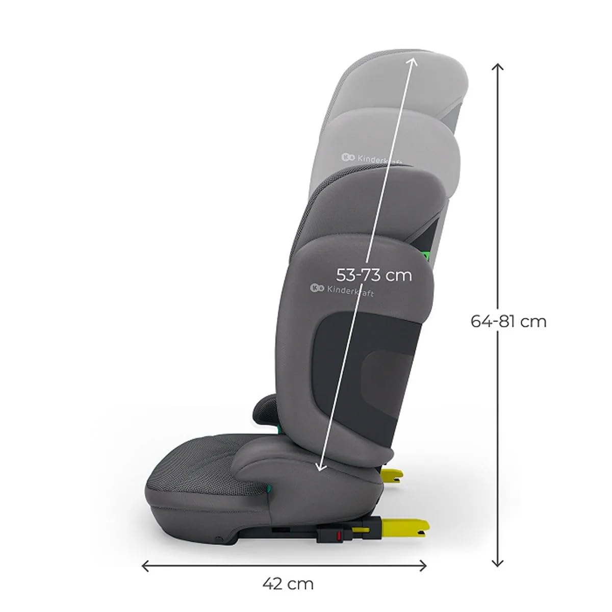 Kinderkraft XPAND 2 PRO i-Size fotelik dziecięcy 100-150 cm, z ISOFIX lub pasem samochodowym, regulacja wysokości i szerokości (DUO EXPAND), zagłówek H-GUARD+, ochrona przed uderzeniem bocznym SPS
