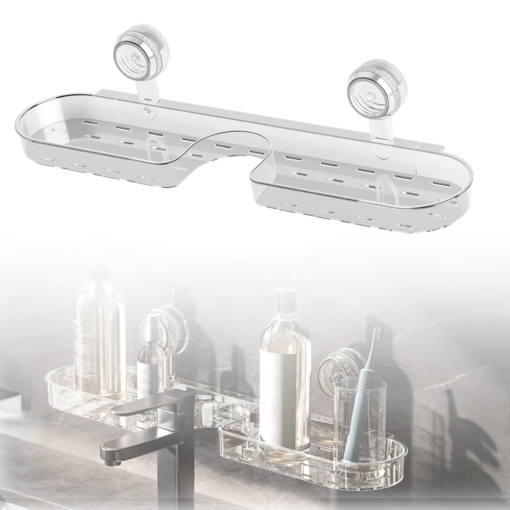 ZiTour Corrugated Suction Cup Storage Holder 2025 New Space Saving Movable Shower Shelf Suction Cup Shower Caddy Multifunctional