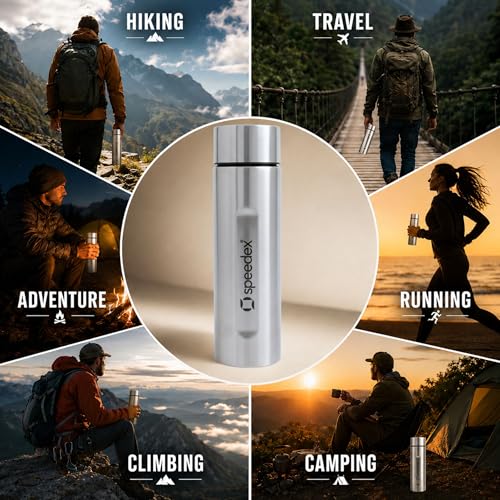Image of Speedex Silver Stainless Steel Water Bottle 1 Litre Set of 1 | Single Wall Water Bottles | BIS Approved Reusable Bottles for Kids & Adults | School, Office, Gym & Travel