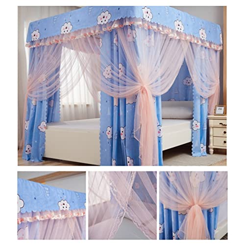 Mosquitera de 4 postes azul de 200cm con dosel de cama de princesa 3