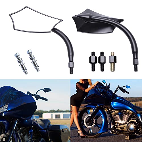 Image of JMTBNO Black 8mm Motorcycle Rear View Mirrors Fits For Road King Street Glide Softail Electra Glide Road Glide Dyna Softail 1982-2018 2019 2020