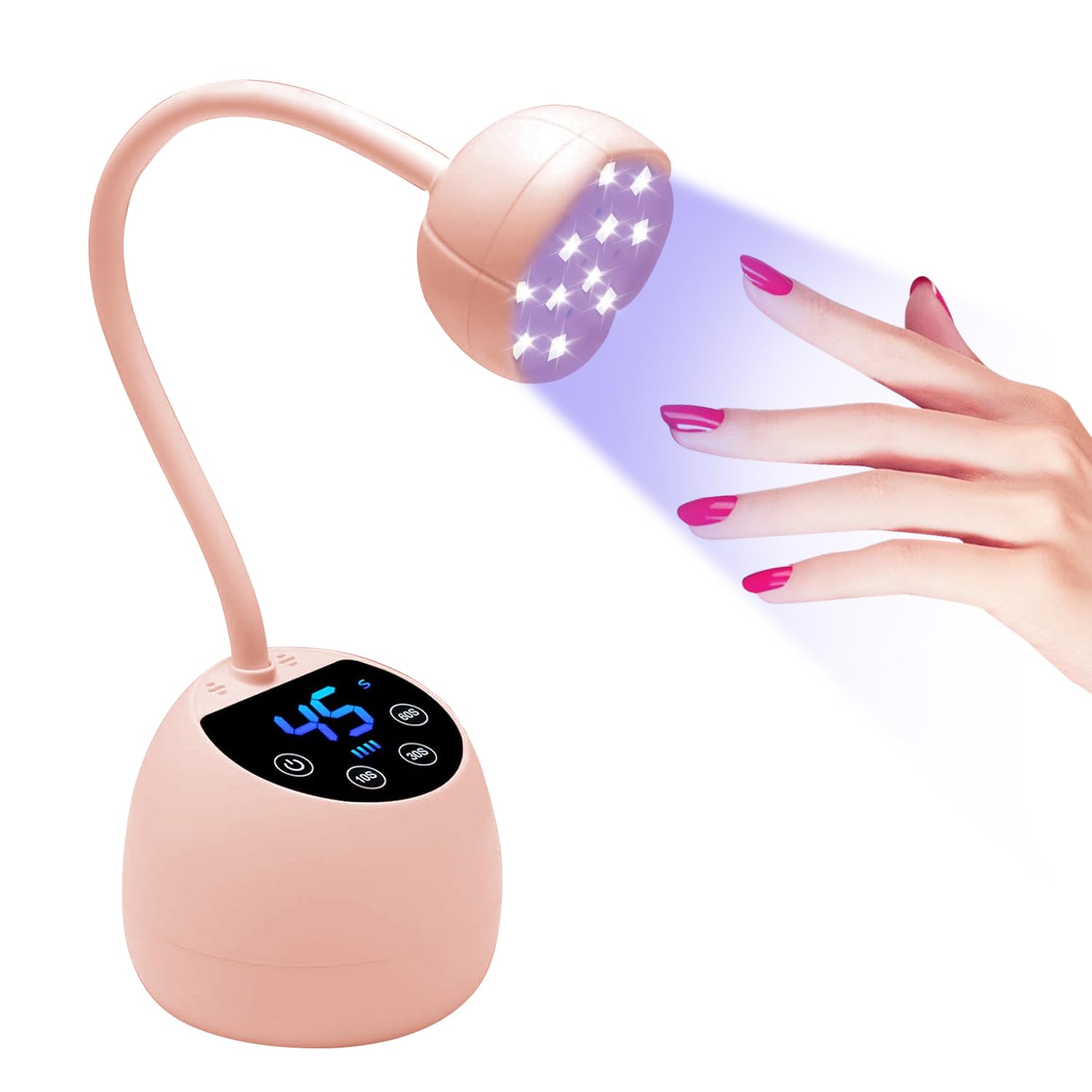Mini Lampada UV Led Unghie,Display LCD,Sensore Automatico Intelligente, 36w Lampada Unghie Senza Fili, 12pcs Led Beads con Doppia Sorgente Luminosa UV, Uso Domestico e in Salone (Rosso)