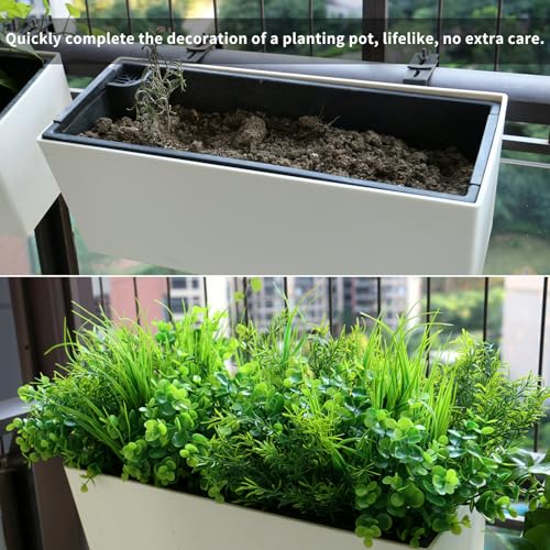 18 Bundles Artificial Plants Grass Indoor Outdoor UV Resistant Plastic Fake Bushes Plants Shrubs Greenery Flowers Arrangement - Image 5