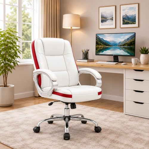 Image of Oakcraft Premium Ergonomic Office Chair - Adjustable Swivel Desk Chair with Lumbar Support & PU Leather Upholstery