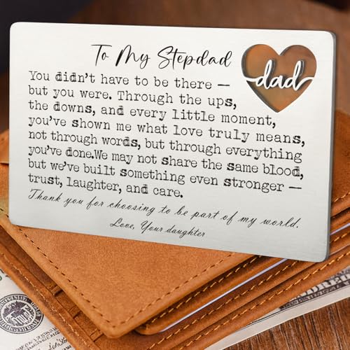 Image of YODOCAMP Stepdad Appreciation Wallet Card, Thank You Gift from Daughter, Encouraging Greeting Card for Stepfather, Family Gratitude Message, Pocket Size Appreciation Card QBK20