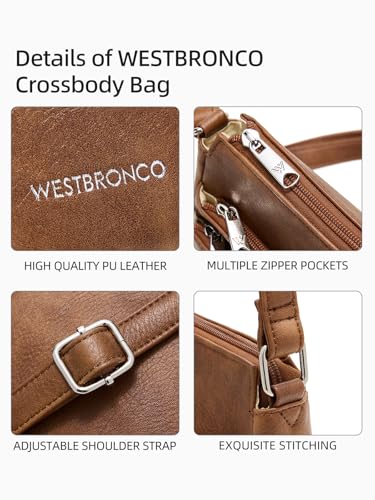 Image of WESTBRONCO Crossbody Bags for Women, Medium Size Shoulder Handbags, Satchel Purse with Multi Zipper Pocket