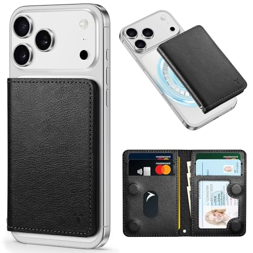 Cartera magnética antirrobo con bloqueo RFID y ventana ID para iPhone 15/16/17, negra