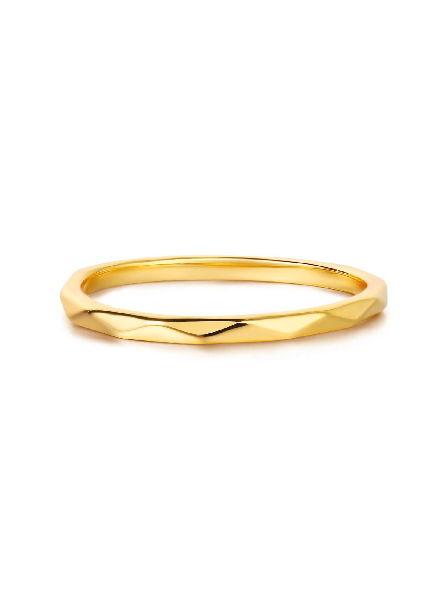 14K Gold Plated Twist Ring For Women - Cubic Zirconia, Carabiner Clasp, Minimalist Stacking Band