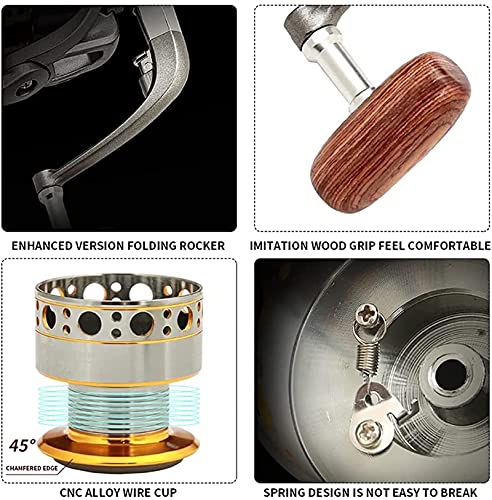 Angelrolle New Fishing Coil Handshake aus Holz Spinnen Professionelles Metall Zubehör für Angelräder für die Linke… – Bild 8