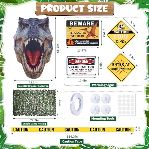 Presentastic Halloween Dinosaur Trunk or Treat Car Decorations Kit for SUV, Car-Safe & Reusable Realistic Dino Tarp & Stickers for Jurassic Park Theme Party Haunted House Archway Garage Decor -13Pcs - image 3