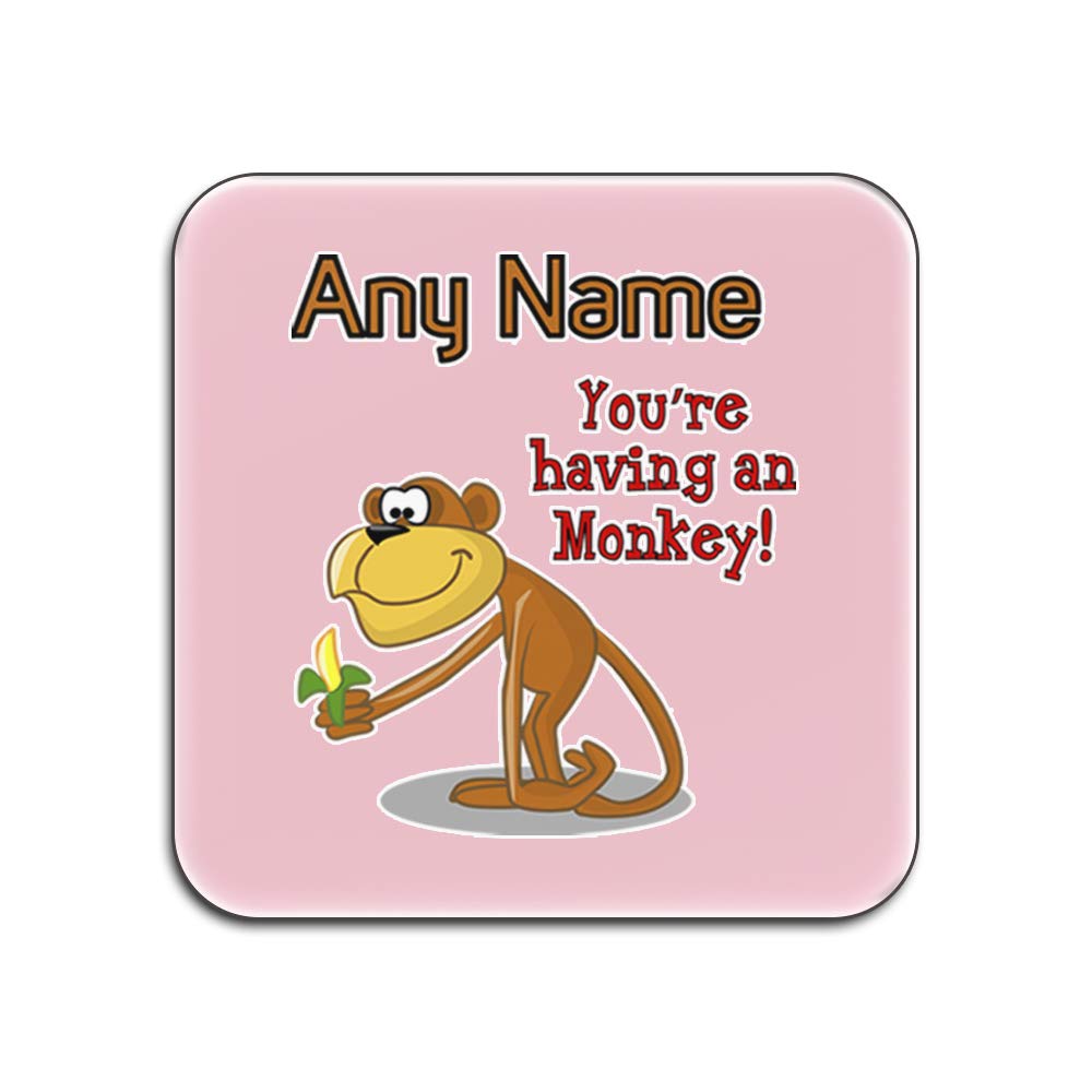 Dessous-de-verre rose brillant You are Having a Monkey carré lot de 4 haut de gamme