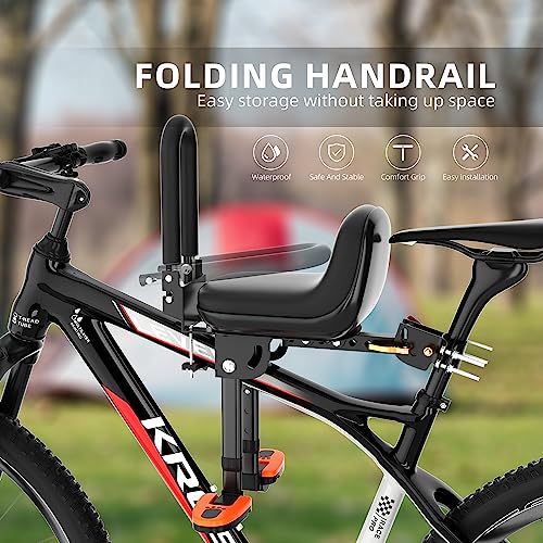 image for XIEEIX Front Mounted Child Bike Seat, High Seat Cushion Backres Kids B