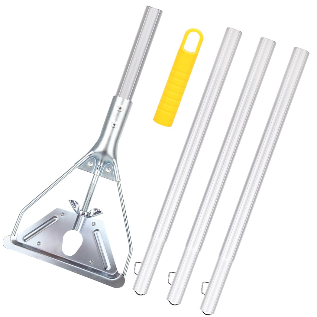 Mop Handle Commercial Heavy Duty - 57 Inch Industrial Metal Mop Stick Replacement for Floor Cleaning - Professional Mops Head Replacement Holder