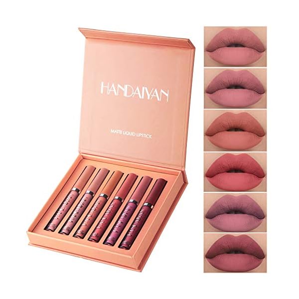 Matte-Nude-Liquid-6PcsSet-Lipstick-Velvety-Not-Fade-Long-Lasting-and-Waterproof-Wear-Lip-Makeup-Set-Non-Stick-Cup-Moisturizer-Durable-Lip-Gloss-kit-B MYUANGO 6Pcs Matte Lipstick Set Liquid Lip Gloss Velvety Not Fade Long Lasting and Waterproof Long Last Makeup Set Non-Stick Matte Finish (B)