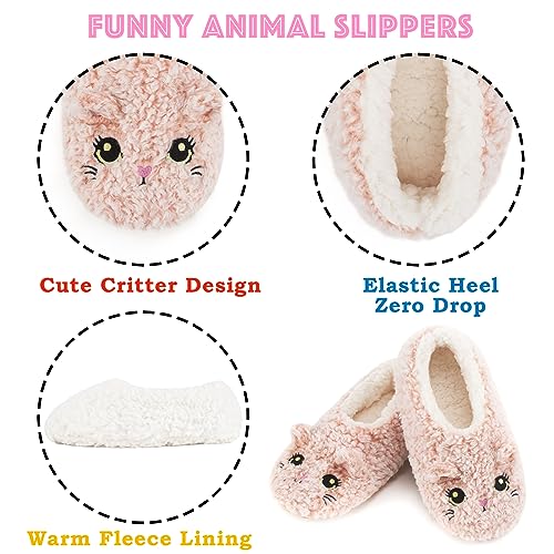 Image of Cozylook Cute Animal Slippers for Women and Kids Fuzzy Non Slip Soft Sole
