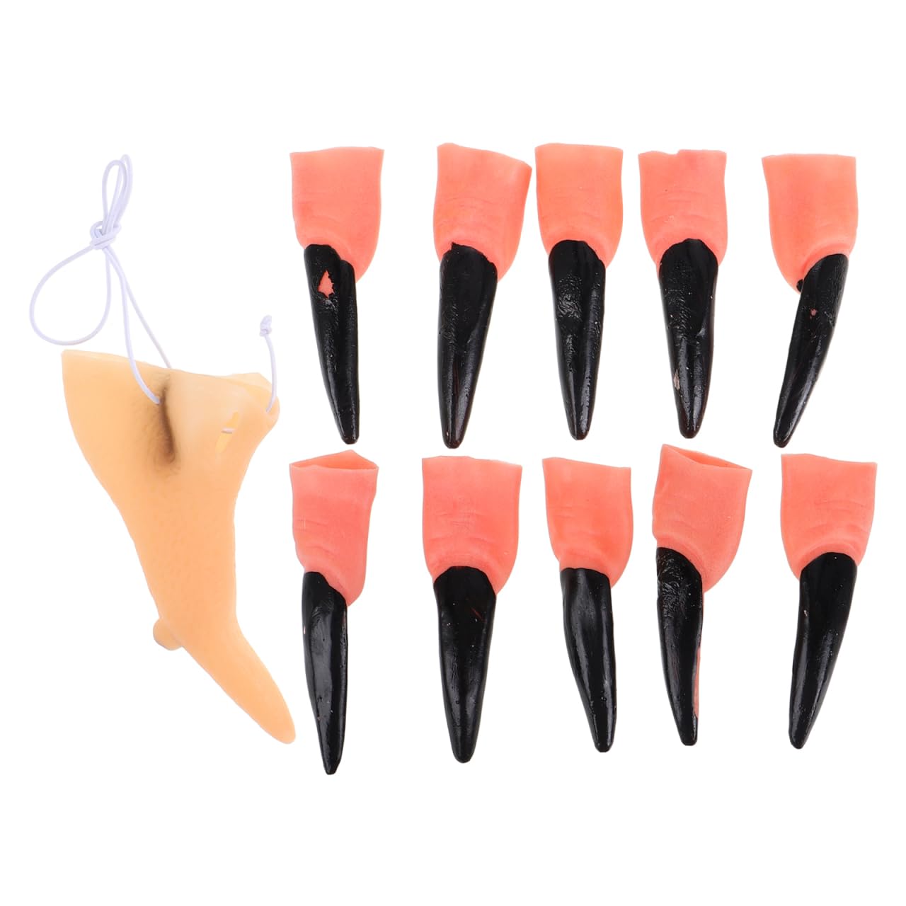 VICASKY 11PCS Halloween Witch Nail with Witch Nose, Rubber Fake Fingers Prosthetic Nose Halloween Party Decorations Costume Accessories for Costumes Haunted Houses Gag Toys