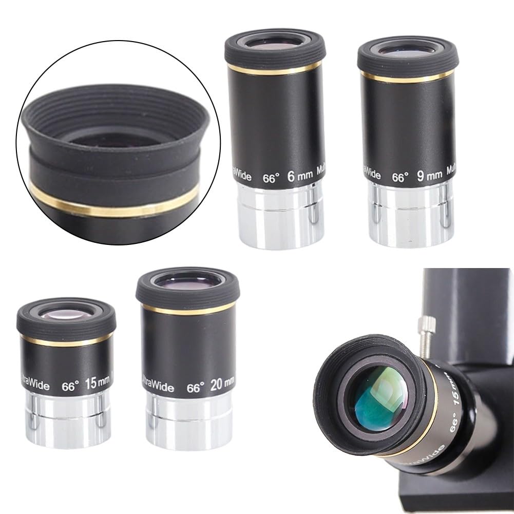 66 stopni do ultra szerokiego okularu astronomicznego teleskopu 6 mm/9 mm/15 mm/20 mm, metalowy korpus z wielowarstwową powłoką, gwintowany obiektyw 3.5 cm do większości ogniskowych, składana