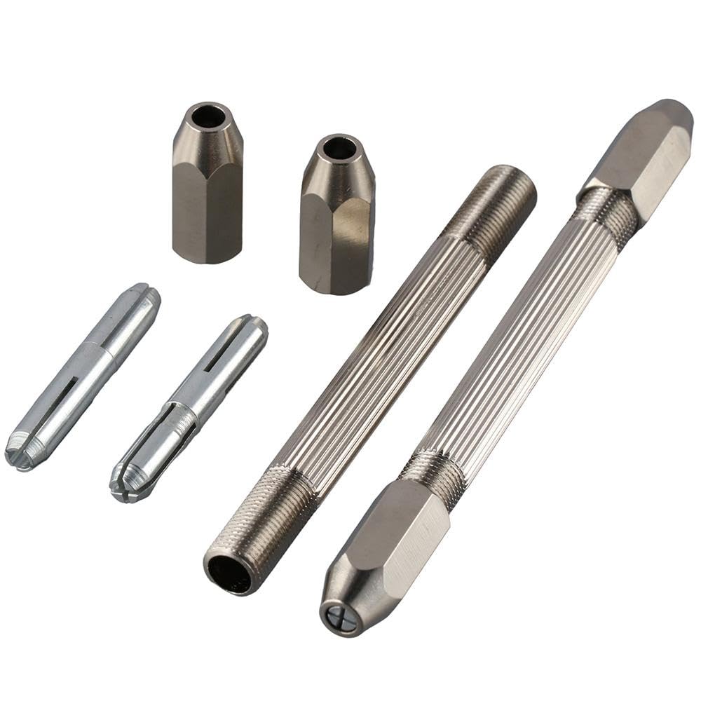 iuniq 2 pcs Hex Hand Drill Pin Vise, Double Ended Micro Drill Bit, Manual Hand Drill Tool for Jewelry Making Watch Repair