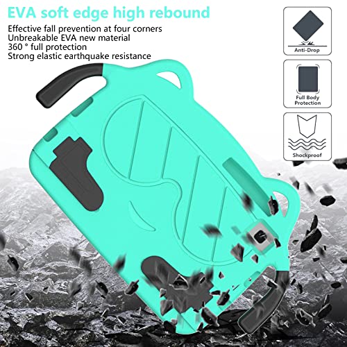 Coque Samsung Galaxy Tab A7 Lite avec poignée support verte rigide bébé