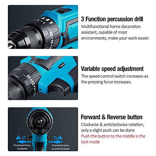 QHYXT in 1 Elektro-Bohrhammer 25+3 Drehmoment Akku-Schlagbohrmaschine 3/8-Zoll Elektroschrauber Elektrowerkzeug für… – Bild 4