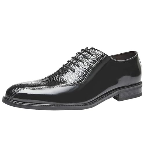 Men's Pointed Embossed Business Formal Lace-up Oxford Shoes Wedding Groom Shoe Breathable Comfortable Low-top Black Brown