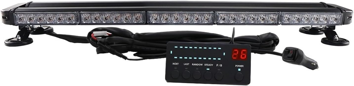 Amber White 38" 44" 49" Tow Truck Vehicle Police Car Led Strobe Warning Light Bar Orange Beacon Flashing Lamp 26 Modes(Amber,81cm 32inch 66 LED)