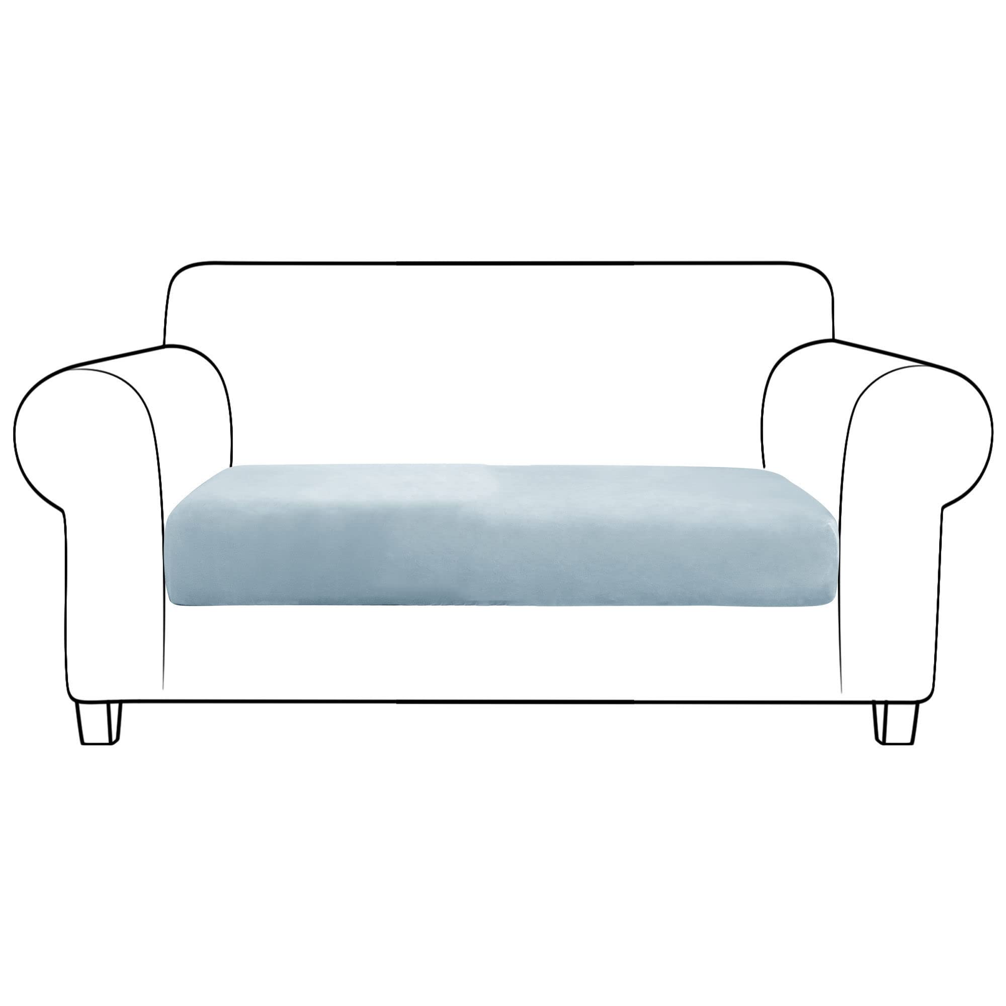SVFOEBJM Velvet Sofa Seat Cushion Covers, Sofa Cushion Covers Stretch Couch Cushion Cover Soft With Elastic Bottom Sofa Seat Cover For Chair Sofa-Light blue-2 seats