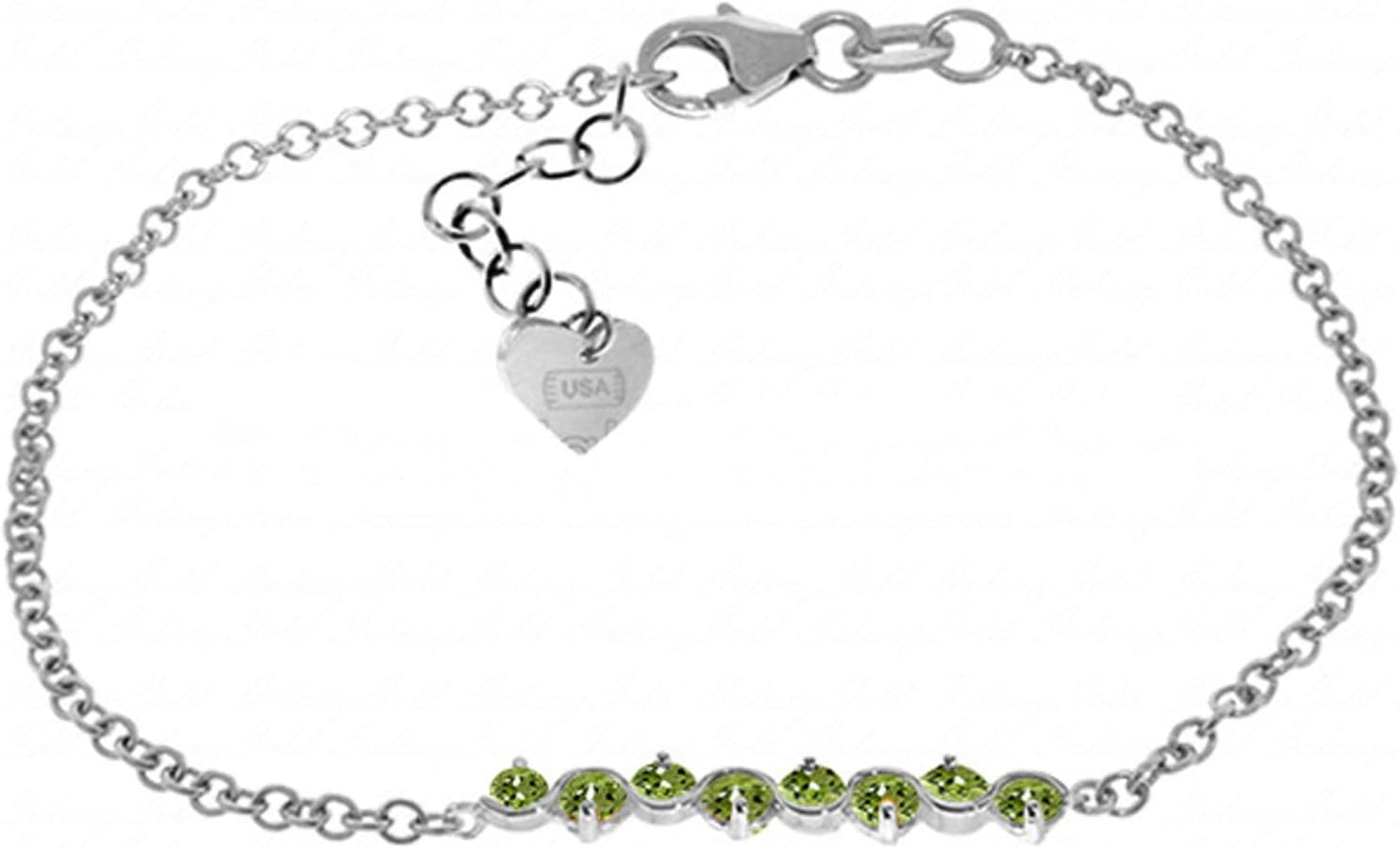 Galaxy Gold GG 1.55 Carat 14k Solid White Gold Bracelet Natural Peridot