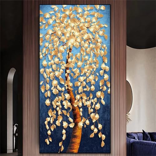 Diamond Painting Feuilles d'Or Arbres 5D Grand Format 60x180cm