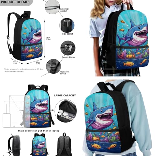Shark Backpack for Boys 6-8 10-12 Kids School Bag Set with Lunch Box Pencil Purse Elementary Schoolbag Kindergarten Preschool Bookbag Water Bottle Sleeve Travel Back Pack2