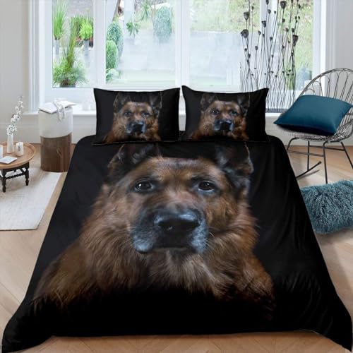 TACOKI Funda Nordica Cama 135/150 Perro - Ropa de Cama Microfibra Suave, Funda Nórdica Pastor Alemán Funda Edredon 220x240 cm y 2 Funda de Almohada 50x75 cm, 3D Funda de Edredón 610z