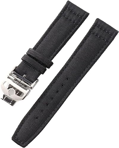 Montre en cuir et toile noire avec boucle à déploiement pour montre classique