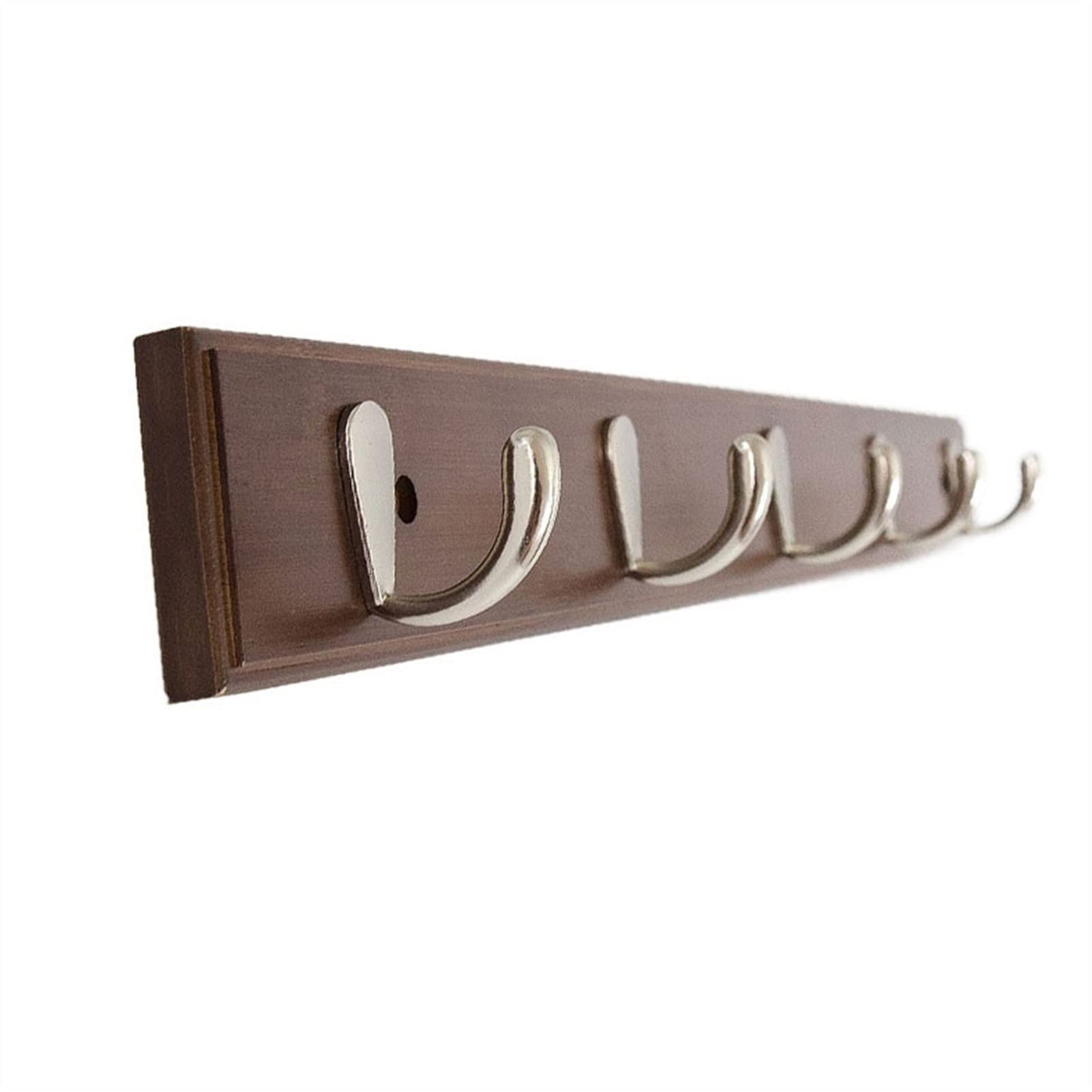 perchero-sombrero Percha de capa, colgante de pared, gancho de ropa, bastidor de bolsas, gancho de la fila de pared detrás de la puerta, gancho de capa de madera marrón, riel de gancho de abrigo perch