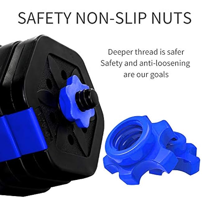 VIVITORY Dumbbell Set - Adjustable Weights, Free Weights with Connector, Non-Rolling, Hexagon, Cement Mixture - 44 to 66 Lbs