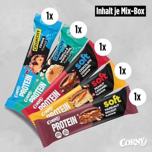 Corny | Protein Crunchy & Soft 5er Mix | Trial Pack 5x1 Proteinriegel à 45g | 30% Eiweiß | Probierset zum Testen