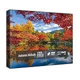 Colorful Fall Lake Landscape Puzzles for Adults 1000 Pieces Nature, Autumn Forest Scenic Jigsaw Puzzles, Pretty Scenery Mountain Puzzle