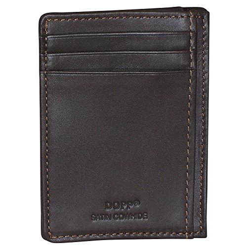 Dopp Leather Slim Wallet RFID Front Pocket Wallet Minimalist Thin Credit Card Holder (Mahogany)2