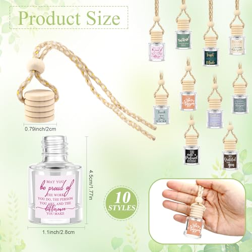 Image of Funnymoom 10 Pcs Employee Appreciation Gifts Bulk Empty Glass Car Air Freshener Hanging Diffuser Thank You Gifts for Employee Nurse Staff Dietician Social Worker Volunteer
