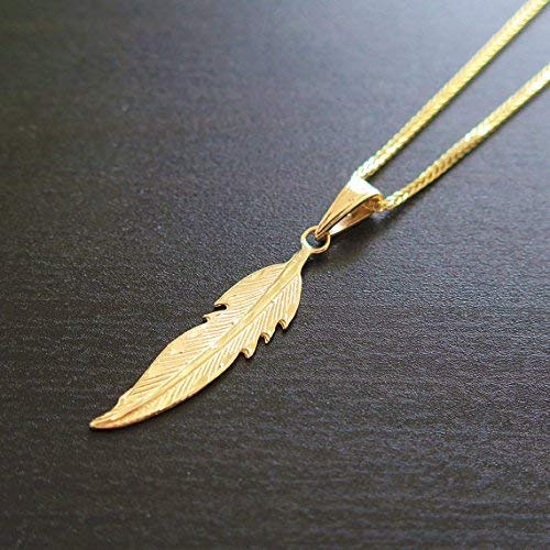 14K Gold Feather Necklace - 14K Solid Yellow Gold Dainty Feather Pendant, Minimalist Handmade Gift, 14K Gold Feather Necklace - 14K Solid Yellow Gold Dainty Feather Pendant, Minimalist Handmade Gift,