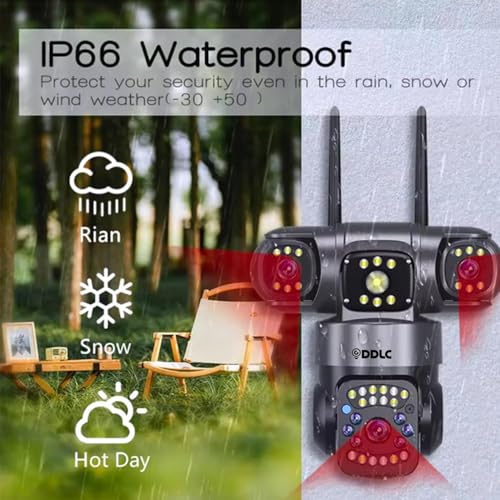 Image of DDLC 6MP Triple Lens PTZ CCTV Camera for Outdoor Security | 360 Rotation | Color Night Vision | Motion Detection | Two Way Audio | Automatic Alert | Wireless Home Security with Mobile App V380 Pro