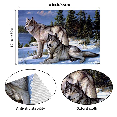 Sets de table anti-tache loup lot de 4 pour table protégée