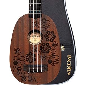 Alkemi Ukulele 21″ Pineapple Etched Bee All Mahogany with Gigbag