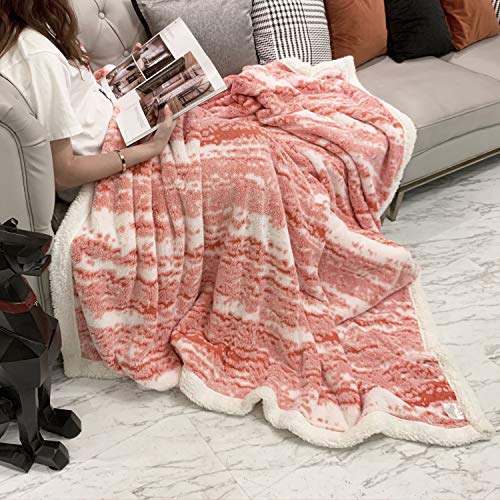 La Meack Sherpa Fleece Blanket Throw Blanket For Couch Home Decor Soft Fuzzy Bed Blanket Plush Fluffy Throw Blanket Suitable For All Season Use(Coral, 51"X63") #TOP4