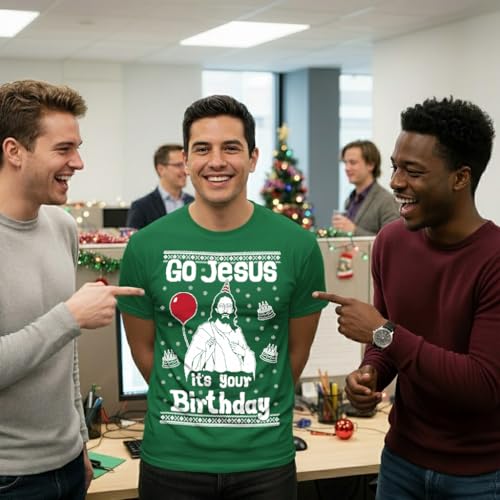 Tstars Go Jesus It'S Your Birthday Shirt Men Funny Ugly Christmas Tee | Soft Cotton Funny Tee; Great For Christmas, Ugly Sweater Party, Christian Holiday, Festive Xmas Men Gift 3 Tstars Go Jesus It'S Your Birthday Shirt Men Funny Ugly Christmas Tee | Soft Cotton Funny Tee; Great For Christmas, Ugly Sweater Party, Christian Holiday, Festive Xmas Men Gift - Image 4
