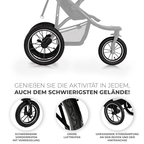 Kinderkraft HELSI 2 Buggy bis 27 kg, Buggy ab geburt, Laufkinderwagen mit große Luftreifen, Liegefunktion, Verstellbarer Elterngriff, Zusammenklappen, Untersitzkorb, Grau
